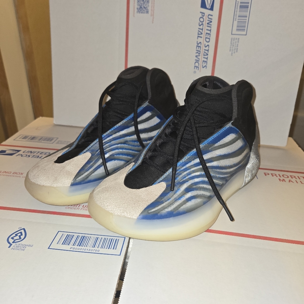 Stylish Black and Blue High-Top Sneakers